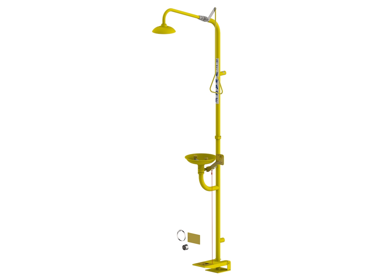 COMBINATION EMERGENCY SHOWERS AND EYE WASH HAND/FOOT OPERATED - YELLOW ...