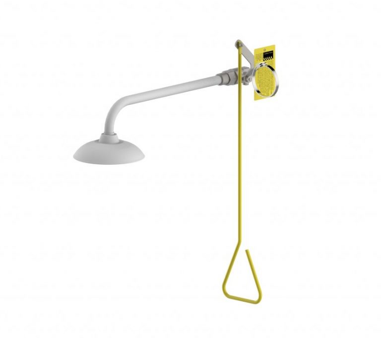 STAINLESS STEEL WALL MOUNTED DELUGE EMERGENCY SHOWERS AND HANDLE