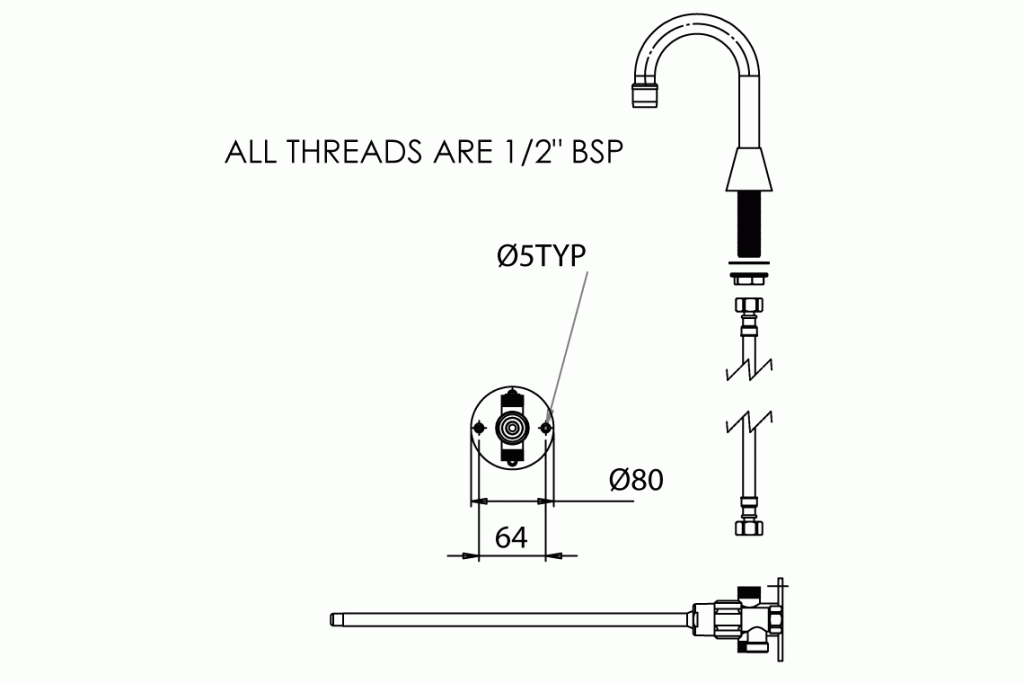 KNEE OPERATED AUTOTAP BASIN KIT TIME FLOW 15 SECONDS - (HFS780)
